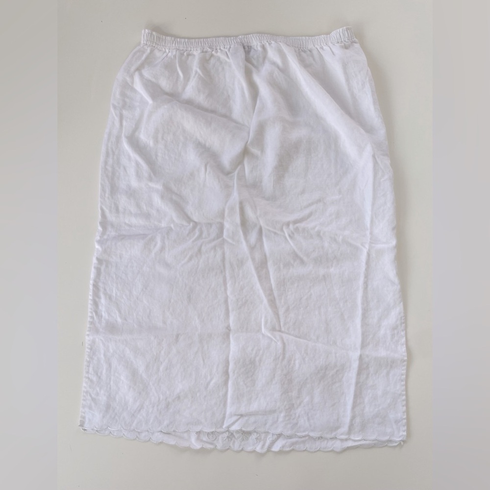 Studio West Women's Cream Ivory White 100% LINEN Embroidered Skirt Size LARGE - Picture 2 of 7